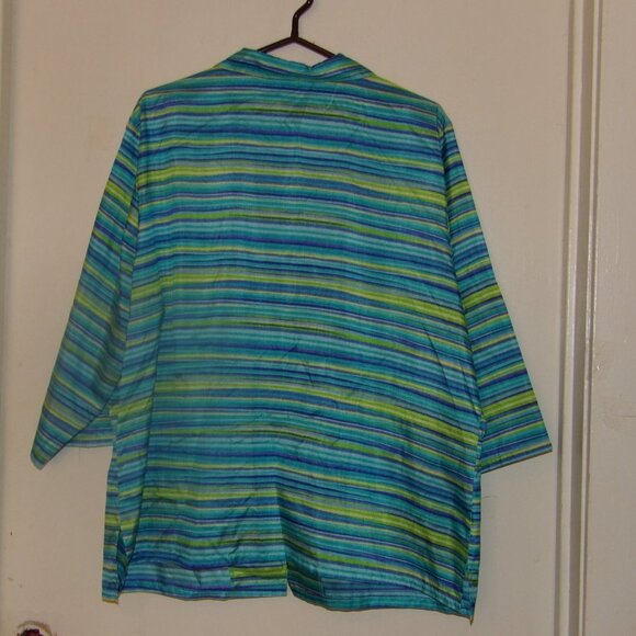 Sag Harbor Woman Blue/Green Stripe Top Sz 22W - Picture 5 of 5